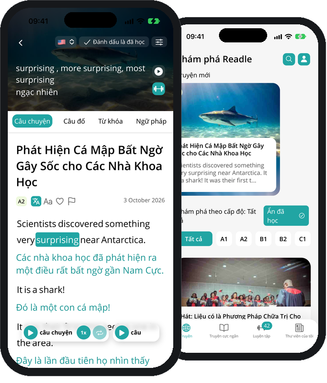 Màn hình đọc truyện của Readle